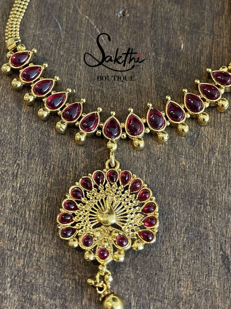 Peacock Gold Choker Necklace