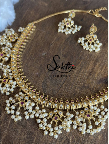 AD Stone Gold Matte Choker Necklace