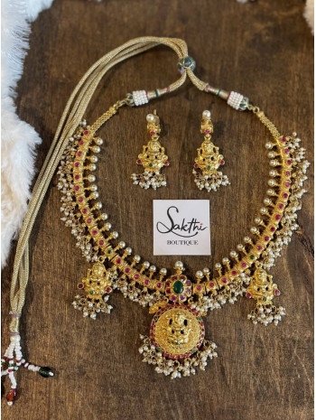 Lakshmi Gold Matte Choker Necklace