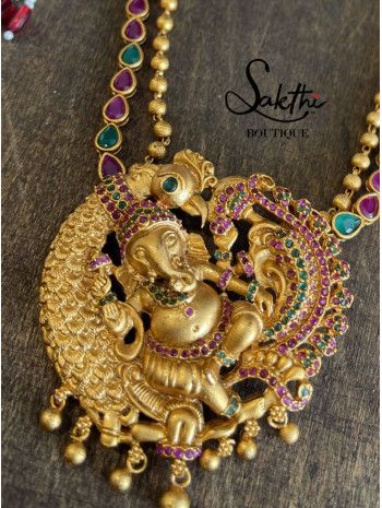 Vinayagar Gold Matte Aaram Necklace