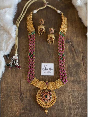 AD Stone Gold Matte Aaram Necklace