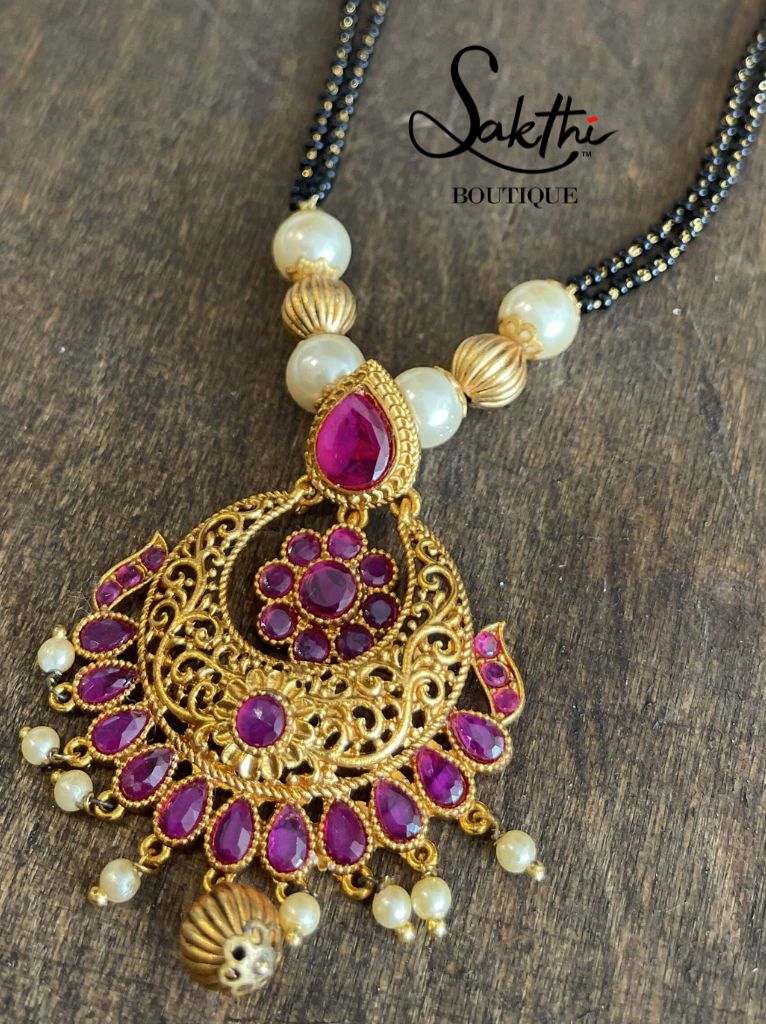 AD Stone Gold Matte Aaram Necklace