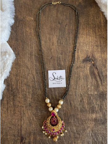 AD Stone Gold Matte Aaram Necklace