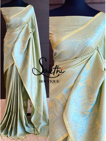Beige, Blue Zari