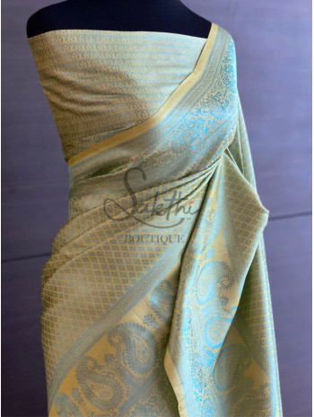 Beige, Blue Zari