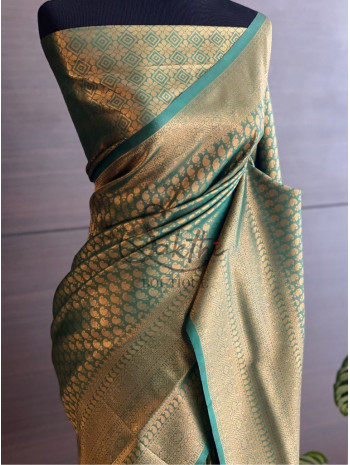 Emerald Green, Copper Zari - Design B