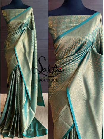 Emerald Green, Copper Zari - Design B