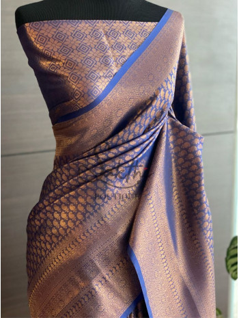 Navy Blue, Copper Zari - Design B