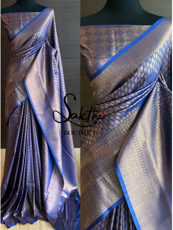 Navy Blue, Copper Zari - Design B