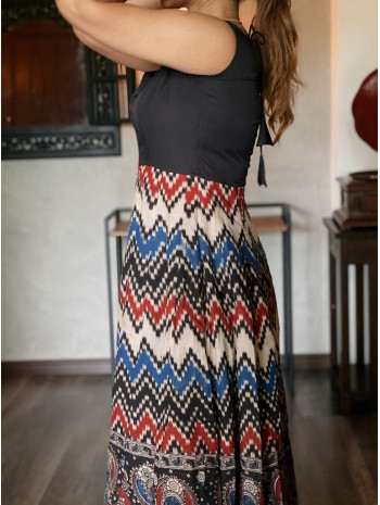 Anarkali Suit - Black + Beige